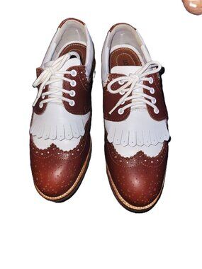 Lottusse Brown/White Wing Tipped Golf Shoes - EU38